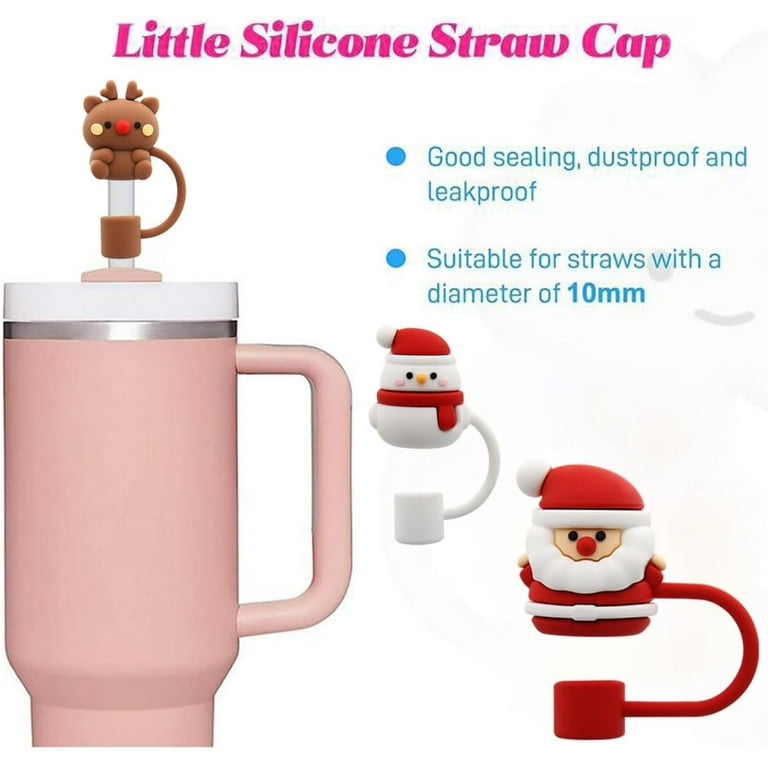 6Pcs 0.4In Christmas Straw Cover for Stanley Cup,Food Grade Pvc Stanley  Straw Topper Compatible with Stanley 30&40 Oz Tumbler with Handle,Reusable