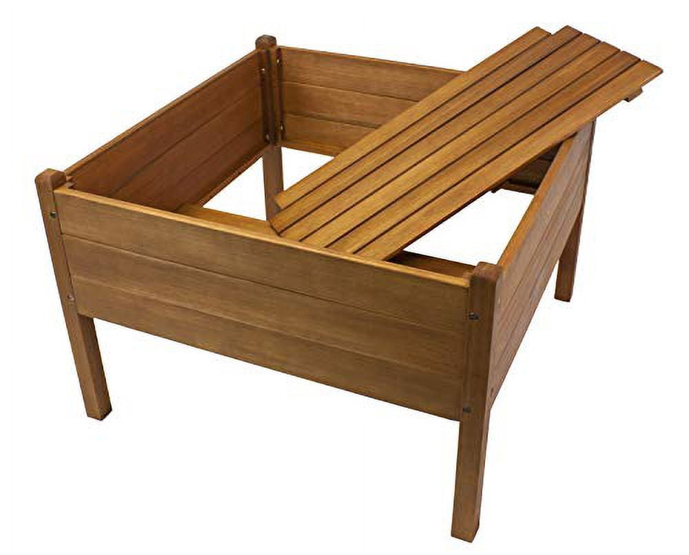 Good Ideas Garden Wizard Sturdy Design 3'x3' Eucalyptus Wood Outdoor Raised Garden Bed - Red