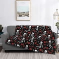 thumbnail image 2 of Honeii Skeleton with Roses print throw blanket, crafted from cozy cotton flannel, offers versatile home decor as a bedding suitable for all seasons.-, 2 of 6