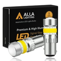 Alla Lighting 2800lm 1157 2357 7528 BAY15D LED Signal Lights Bulb Xtreme Super Bright COB-72 LED Replacement for Cars, Trucks, Amber Yellow (Set of 2)