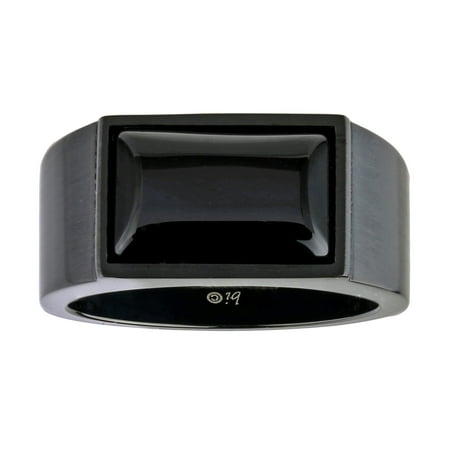 Metro Jewelry Black Ion Plated Stainless Steel Ring Black Agate
