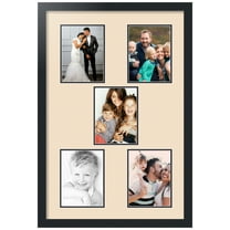 ArtToFrames Collage Photo Picture Frame with 5 - 6x8 Openings, Framed in Black with French Creme and Black Mats (CDM-3926-106)