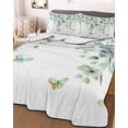 thumbnail image 3 of Quilts King Size Bedding Set, Sage Green Eucalyptus Lightweight Quilted Comforter, Weeping Botanical Farmhouse Leaves Soft Reversible Bedspread Coverlet with Pillow Covers for All Season, 96" x 106", 3 of 7