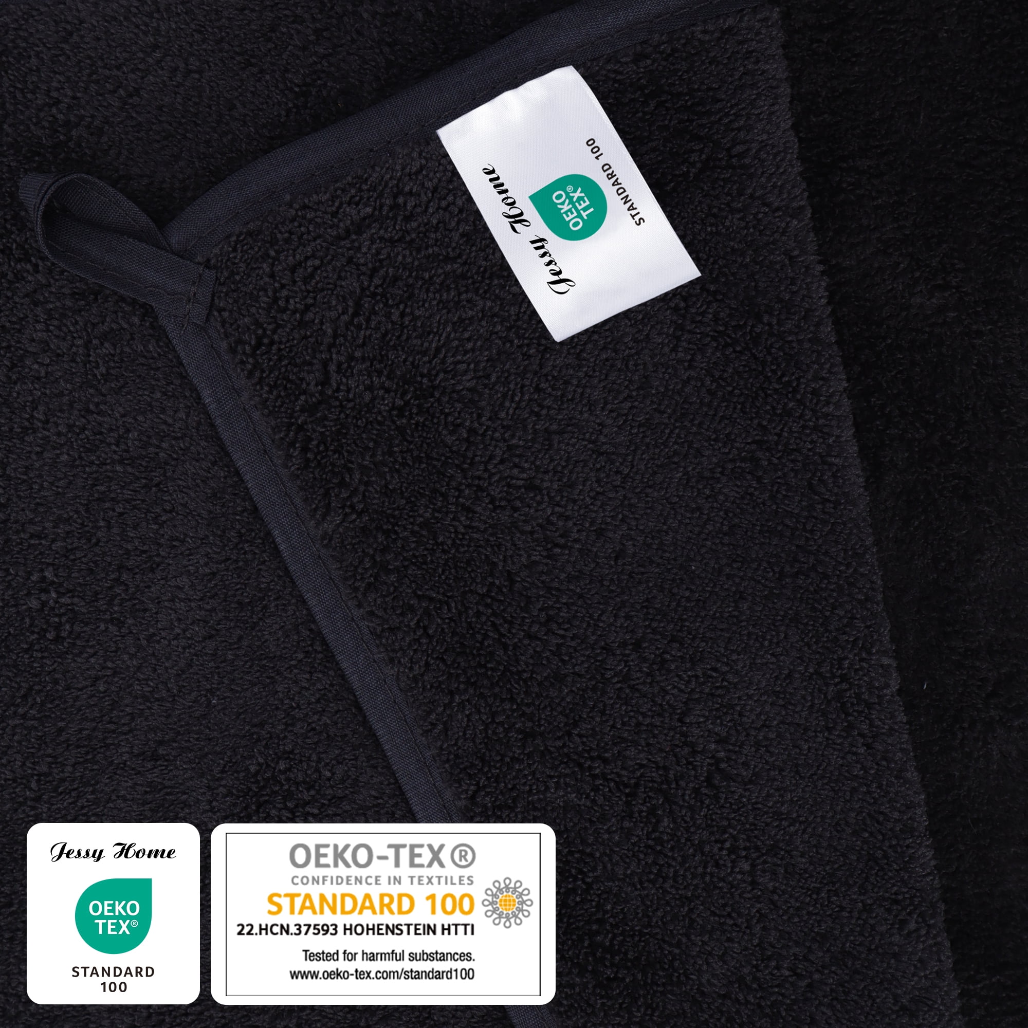 Jessy Home 8 Piece Home Collection Ultra Soft Cozy Towels 700 GSM Black Plush Towel Set
