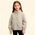 thumbnail image 2 of XYAIYT Girls Fleece Jackets Stand Collar Zipper Up Solid Color Outerwear Child Winter Warm Coats Comfy Casual, 2 of 6
