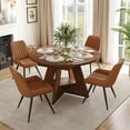thumbnail image 3 of Hawsaiy 5 Piece Extendable Dining Table Set for 4, 47.24"-63" Round to Oval Kitchen Dining Room Table with Storage Shelf & Upholstered Dining Chairs, Modern Wood Dining Table Set for Apartment, 3 of 11