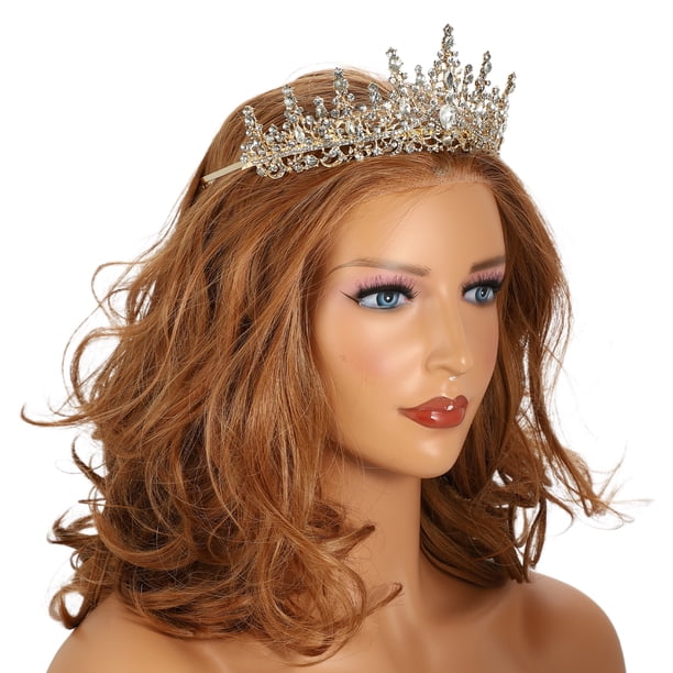 Unique Bargains Gold Tone Crystal Tiara Crowns Elegant  display picture 3