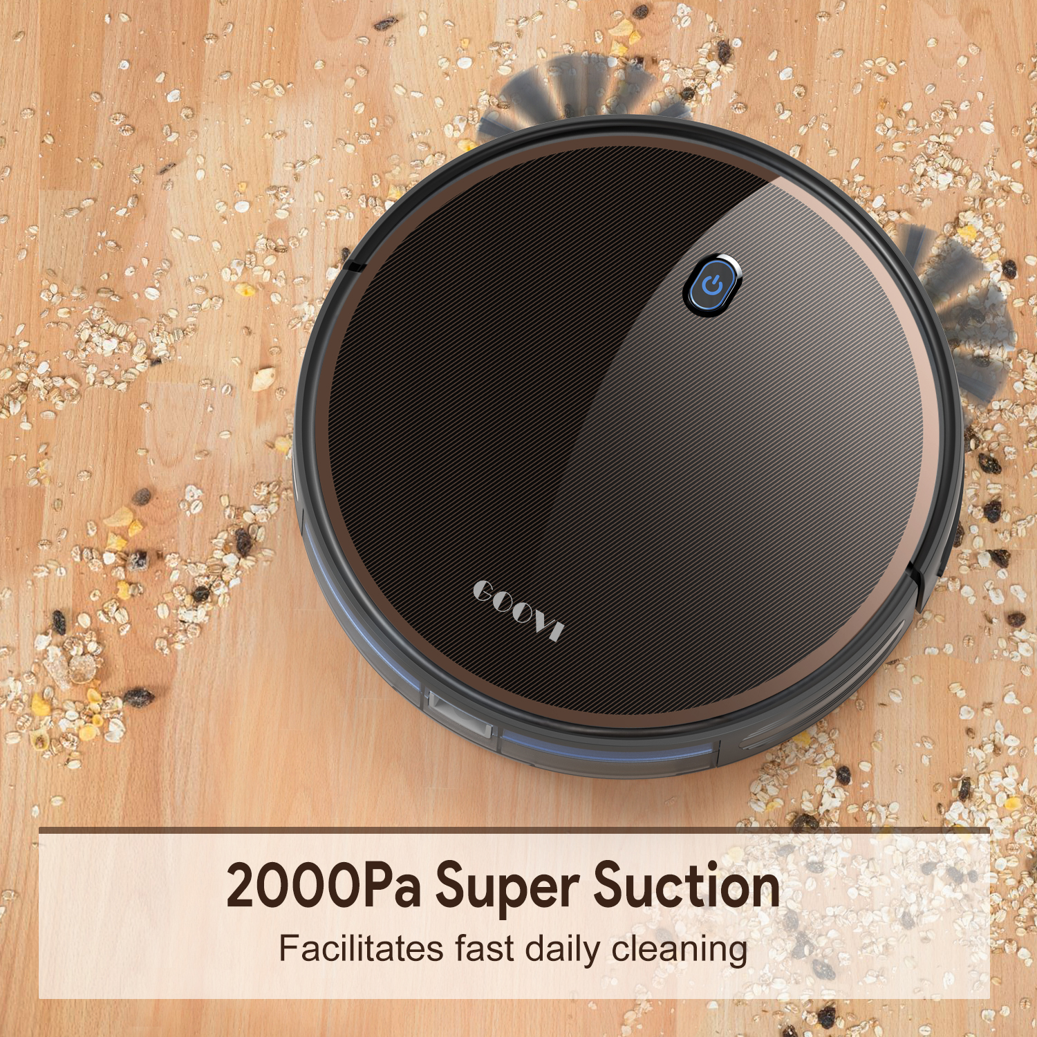 GOOVI Robot Vacuum, 2000Pa Robotic Vacuum Cleaner with Boundary Strips for Pet Hair