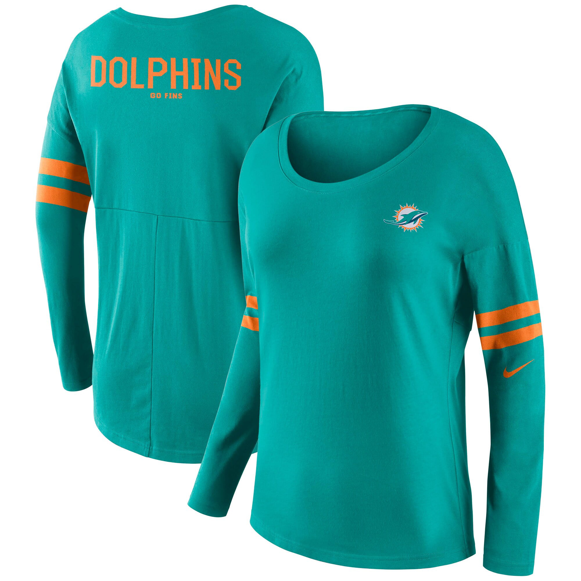 Miami Dolphins Nike Women's Tailgate Long Sleeve T-Shirt - Aqua ...