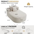 thumbnail image 5 of UHOMEPRO Oversized Chaise Lounge Sofa, Corduroy Chaise Lounge Chair with 46 Inch Wide Seat, Deep Seat Boneless Couch Floor Sofa Bed with 2 Pillows, No Assembly, White, 5 of 10