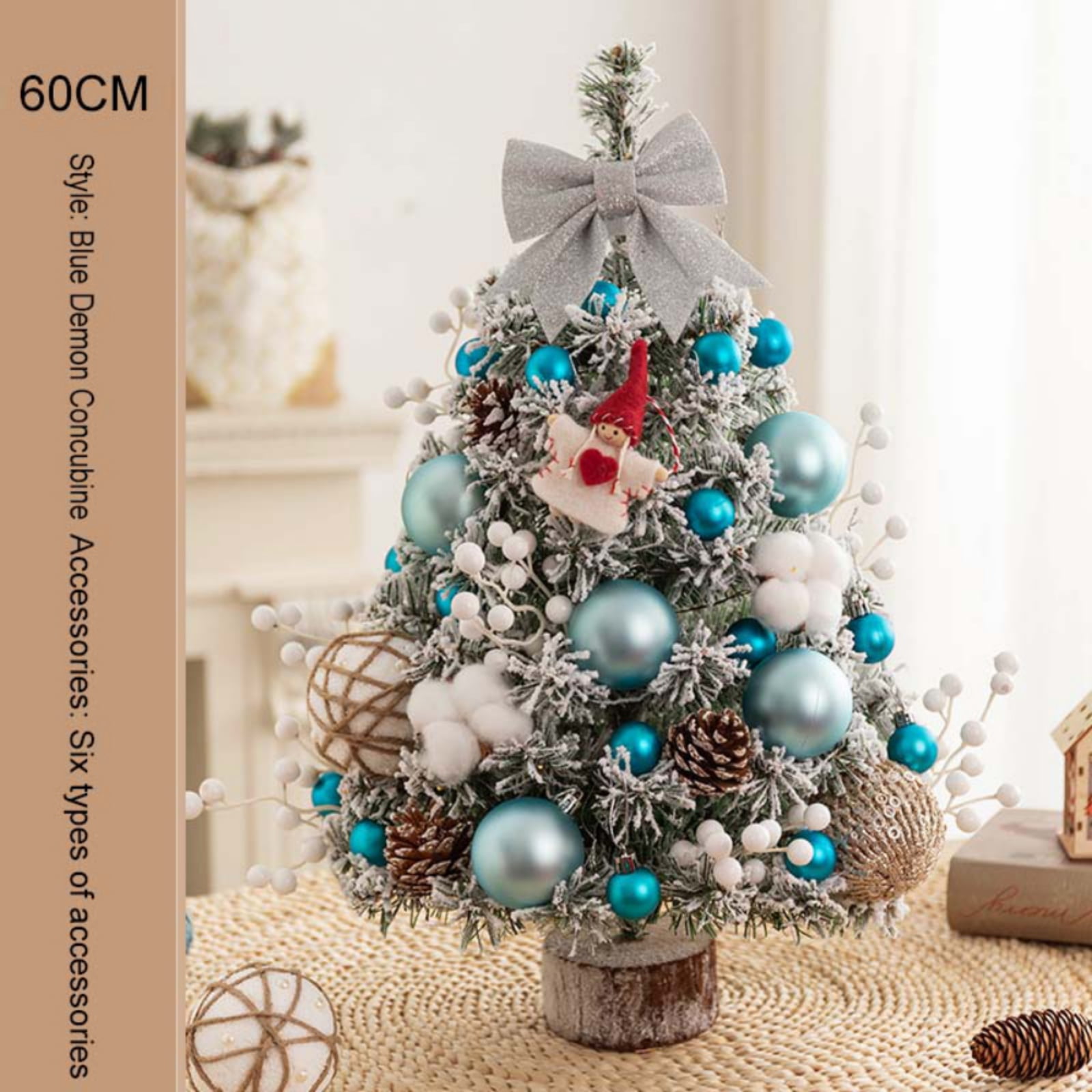 60cm Iridescent Mini Fiber Optic Tabletop Artificial Christmas Tree with  LED lights Silver Base Xmas Table Top Tree - AliExpress