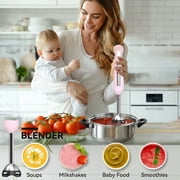 LINKChef Immersion Blender, 1000W 20-Speed 5-in-1 Immersion Hand Blender with Turbo Mode, Scratch-Resistant Stick Blender for Baby Food Processor & Chopper (pink)