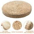 thumbnail image 2 of 40cm Natural Woven Grass Cushion - Wild Pucao Pillow Floor Mat - Round Braided Pad - Handmade Straw Woven Rush Yoga Mat - Flat Seat Cushion for Garden Dining Room Living Room Home Decor(Beige), 2 of 8