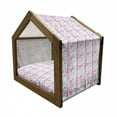 thumbnail image 2 of Romantic Pet House, Valentines Day Love You Calligraphy with Hearts Pastel Colored Design, Outdoor & Indoor Portable Dog Kennel with Pillow and Cover, 5 Sizes, Pale Pink Teal, by Ambesonne, 2 of 5