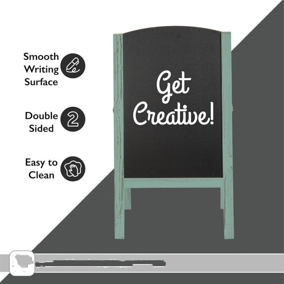 A-Frame Chalkboard Sidewalk Signs with Rounded Top - 20 x 40 Inches Turquoise Chalkboard - Sturdy Freestanding 20x40 Menu Display Board