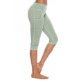 thumbnail image 4 of Frontwalk Women Yoga Capris Pants with Pockets Workout Sports Running Cropped Pant Capri Leggings Activewear Green XL, 4 of 5