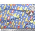 thumbnail image 3 of Soimoi Blue Cotton Voile Fabric Bottle & Glass Kitchen Printed Fabric 1 Yard 42 Inch Wide, 3 of 3
