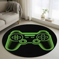 thumbnail image 2 of Round Rugs 3.3 Ft, Green Game Controller Non Slip Area Rugs for Kitchen Bedroom Entryway, Modern Art Gaming Handheld Black Washable Carpet Runner Rug Floor Mats for Bedroom Home Decor, 2 of 9