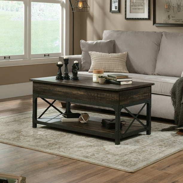 Sauder Steel River Rustic Lift Top Coffee Table with Shelf & Storage ...