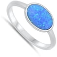 thumbnail image 4 of CHOOSE YOUR COLOR Minimalist Blue Simulated Opal Ring .925 Sterling Silver Band CZ Female Size 4, 4 of 4