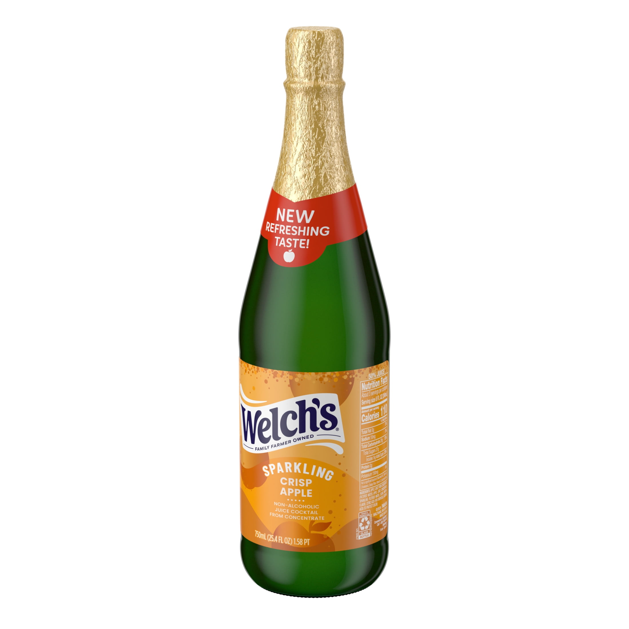 Welch's Non-Alcoholic Sparkling Juice Cocktail, Crisp Apple, 25.4 fl oz Bottle