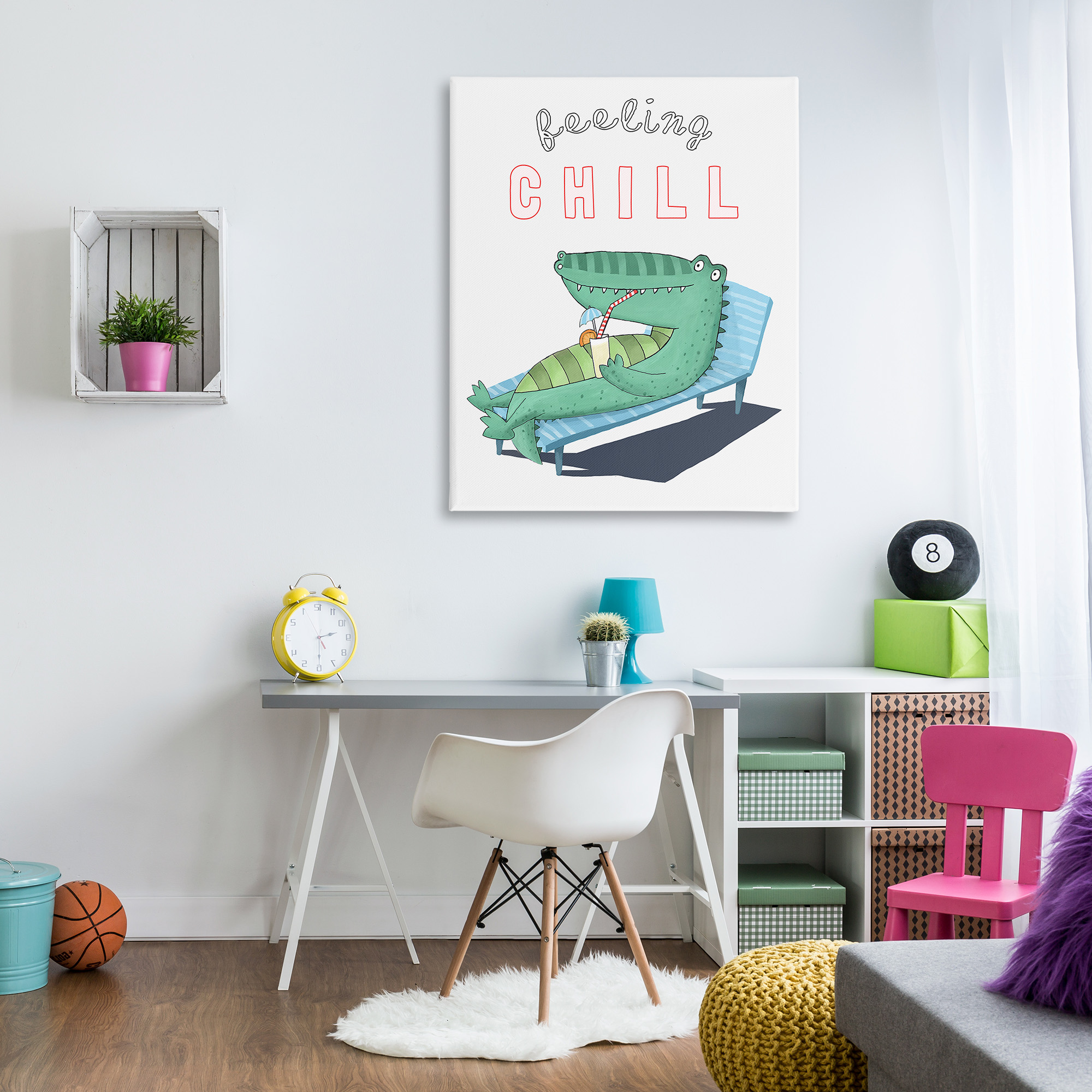 Stupell Industries Feeling Chill Alligator Animals & Insects Painting Gallery Wrapped Canvas Art Print Wall Art, 36 x 48