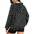 thumbnail image 2 of COEQINE Full Zip Up Oversized Jacket Fashion Sweatshirts Long Sleeve Casual Wear Women's Hoodie Y2K Black Leopard Print Fall Winter Outfits with Pockets, L, 2 of 7