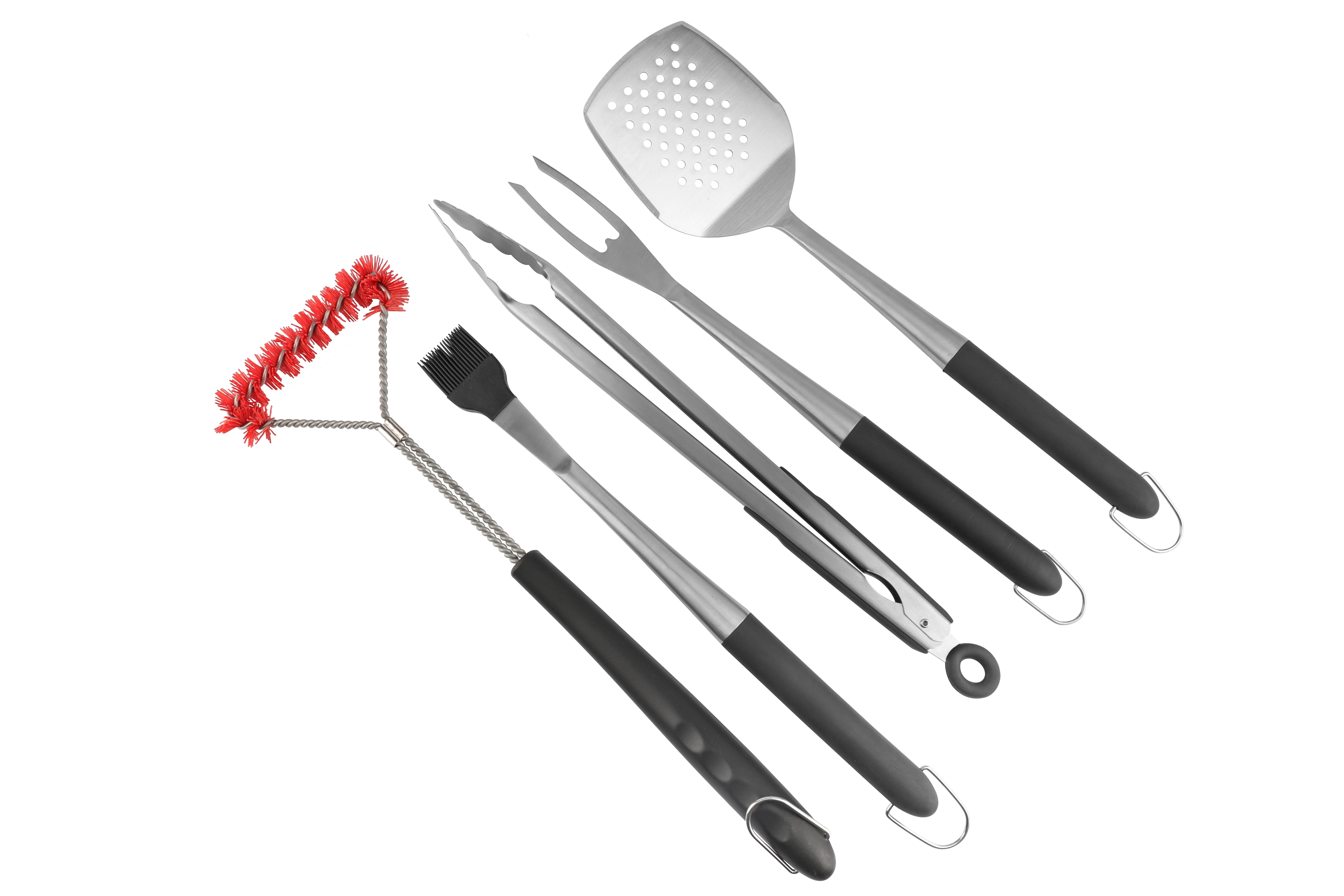 DIMEL Stainless Steel BBQ Grill Set with Multi-Use Spatula Meat Fork, Tongs 