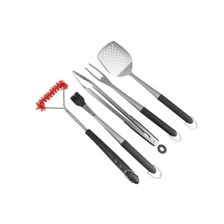 PitMaster King BBQ Grill & Clean 5pc Essentials Tools Set with Spatula, Tong, Basting Brush, BBQ Fork and Grill Brush