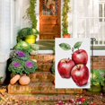 thumbnail image 3 of Fall-featured Hand Drawn Washable Porch Flag, Apples Fruits Watercolor Versatile Garden Decoration Durable Fall Vintage Yard Flag for Lawn Backyard Decoration, (28x40 Inch), 3 of 6