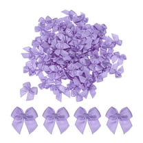 100 Pcs Mini Ribbon Bow 1" Mini Fabric Satin Ribbon Flower Bows for Craft DIY Sewing Wedding Birthday Party Gift Wrap Bows Dark Purple