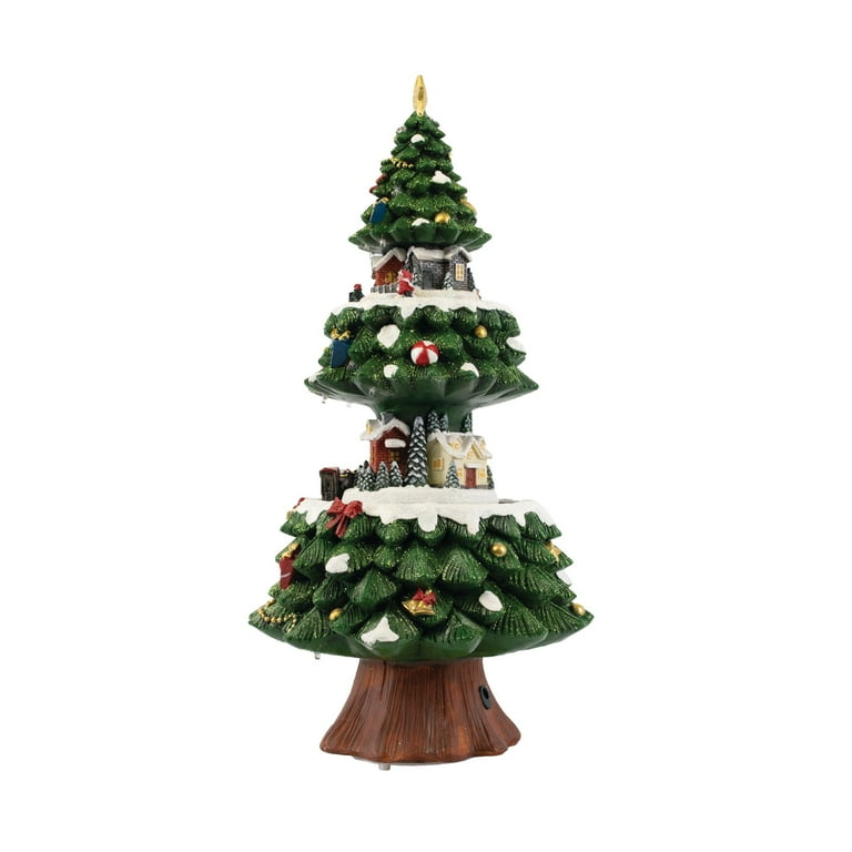 FG Square Christmas Village Accessory Light up Christmas Tree