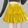 thumbnail image 2 of vigerkar Womens Metallic Skirt Sparkly Shiny 2-Layer Ruffle Skirts Party Rave Dresses Gold, M, 2 of 4
