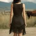 thumbnail image 4 of TAGOLD Womens Camis Sleeveless Dress V Neck Fringe Vintage Summer Casual Wear, 4 of 4