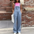 thumbnail image 2 of Stylish Women's Denim Overalls Wide Leg Jumpsuit Comfortable Summer Casual Outfit Loose Fit Suspenders Romper, 2 of 2