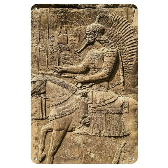 Anunnaki Metal Tin Sign - 8x12 Inch Vintage Wall Art Decor with Intricate Relief Design, Craft Tool for Home or Office, Vintage Metal Tin Sign