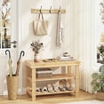thumbnail image 4 of EDX 3 Tier Bamboo Shoe Rack Bench, 11.3'' x 27.6'' x 18'' Storage Seat Organizer with 286lb Capacity for Entryway,  Bedroom and Living Room,  Wood, 4 of 9