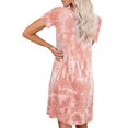 thumbnail image 3 of Robe à Manches Courtes Mode Femmes Cravate - Manches Courtes Vêtements de Détente Ample Confortable Robe Décontractée Robe Évasée pour Femmes, 3 of 6