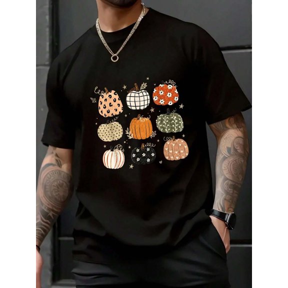 Pumpkin Preppy Fall Autumn Vibes Thanksgiving T-Shirt Men's Relaxed Fit Tee For All Seasons