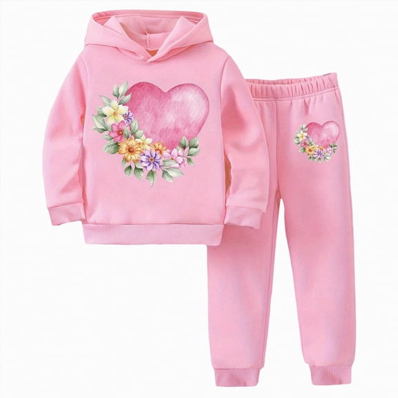 Taybagh Girls Winter Outfits Long Hoodie Pants Set Kids Clothes Girls Winter Play Outdoor Active Children Clothing Trend Green 6-7 Years