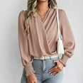 thumbnail image 5 of HongQid Long Sleeve Blouses for Women Dressy Casual, Chiffon Wrap Tops Work Shirts, Spring Fall Business Outfits, 5 of 9
