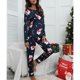 thumbnail image 3 of Conjunto de pijamas navideños para mujer, Tops con estampado de Papá Noel de manga larga y cuello redondo, pantalones largos con apertura de pierna y cintura elástica, ropa de dormir de Navidad, 3 of 4