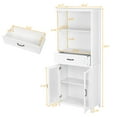 thumbnail image 4 of Ktaxon Bookcase with Doors, 2 Height Adjustable Book Shelving, Display Bookcase with Double Doors, Ideal for Home Bedroom, Living Room, Office, Library with Doors, White Finish (White), 4 of 12