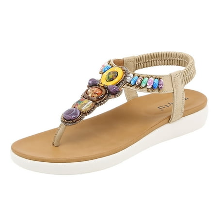 

Women s Sandals Bohemian Style Beach Retro Large Flat Comfy Shoes