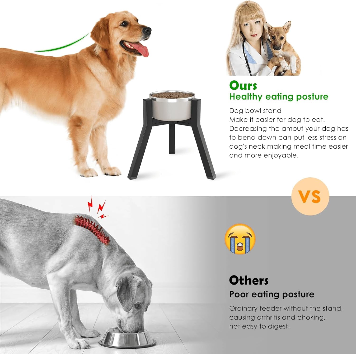 Elevated Dog Bowl Stand for Medium Large Dogs, Adjustable Width 7-10.6", 11" Tall Single Raised Dog Bowl Holder, Pink