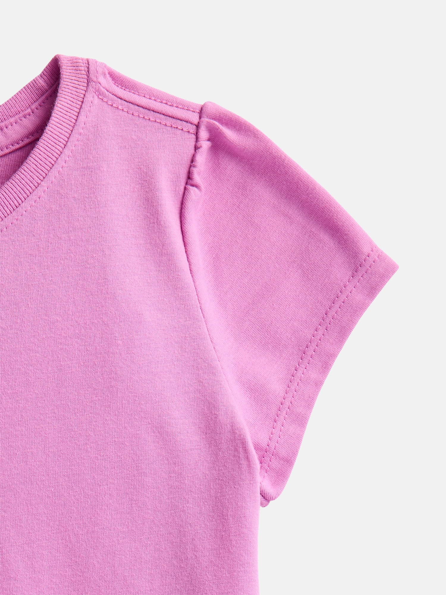 Wonder Nation Baby and Toddler Girls Tee with Short Puff Sleeves, Sizes 0M–5T