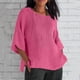 thumbnail image 1 of mfyjkho Tops Para Mujer, Blusa Holgada De Verano Para Mujer, Con Mangas 3/4, Plisada Y Cuello Redondo, De Imitación De Lino Tops De Gimnasio Para Mujer Xxxxxl, 1 of 5