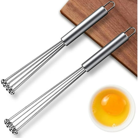

2 PCS Stainless Steel Ball Whisk Wire Egg Whisk Set Suitable for Kitchen Cooking Stirring Whisking Beating (10 Inch and 12 Inch)