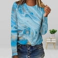 thumbnail image 2 of IROINNID Reduced Womens Long Sleeve Tops Printed Loose T-shirt Blouse Round Neck Lounge Tops,Light Blue, 2 of 5