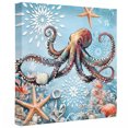 thumbnail image 2 of Ships Next Day Canvas Wall Art 10"x10", Blue Coastal Octopus Wood Framed Canvas Print Painting, Summer Beach Starfish Botanical Ready to Hang Small Picture Wall Decor for Home Kitchen Nursery Office, 2 of 9